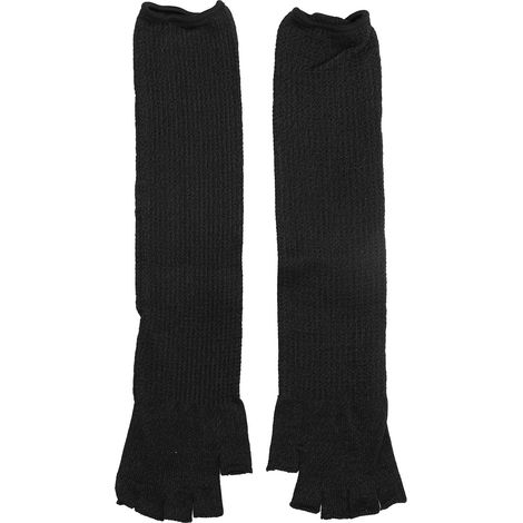 Manchons de protection bras 45 cm résistants coupures, doigts demi-couverts pour cuisine, menuiserie, jardinage, noir (1/5)