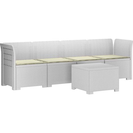 Maison Exclusive - 4-Sitzer Gartensofa mit Kissen Rattan Look PP (1/5)