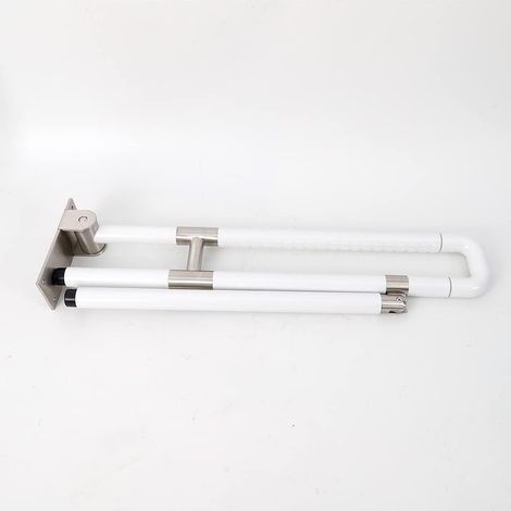 Handlauf im Waschraum, Flip-Up Badezimmer Grab Bar, Badezimmer Hochklappbarer Haltegriff, korrosionsbeständigem 304 Edelstahlinnenraum (Long version 750x80x200mm) (weiß) (1/5)