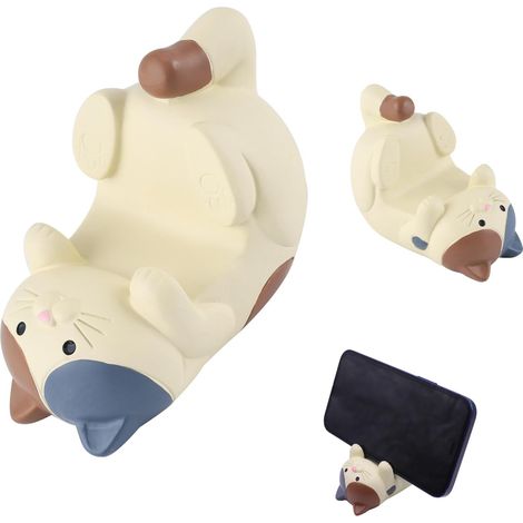 Support de téléphone portable universel forme chat amusant, bureau, pour smartphone, blanc. (1/5)