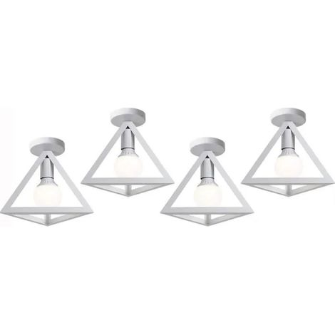 U-Do 4Pcs Plafonnier Industriel forme Triangle Blanc Lampe en Fer design Vintage Plafonde Luminaire décoration Cuisine Salon (1/4)