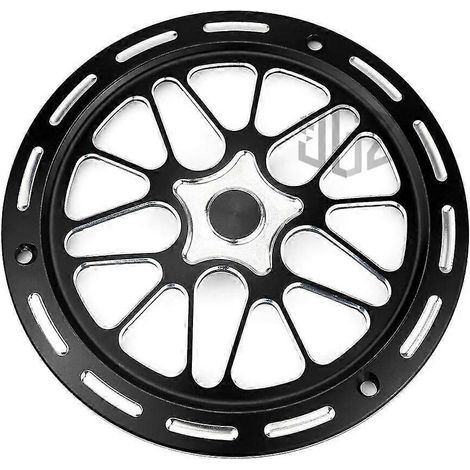 CNC-gefräster Aluminium-Motorlüfterschutz, rundes Pad, passend für Vespa Sprint Primavera LX 150 (2013–2018, 2019, 2020) – Schwarz