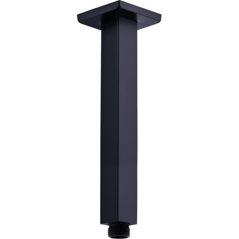 Tubo di prolunga, a soffitto, doccia in acciaio inox da 8 pollici, con flangia quadrata G1/2, nero opaco, 1 unità (1/5)
