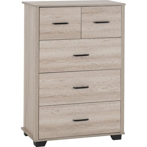 Oliver 3+2 Drawer Chest of Drawers - L40 x W116 x H80 cm - Light Oak