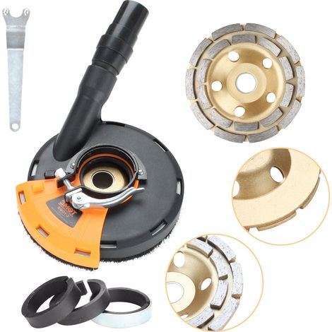 Wolketon Absaughaube für Winkelschleifer 125 mm – Universal Staubabsaugung für Betonschleifer, Absaugaufsatz für Diamantschleiftopf