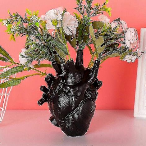 Vase en forme de cœur anatomique, pot de fleurs en résine, décoration de bureau, pour la maison ou une fête, Saint-Valentin (1/5)