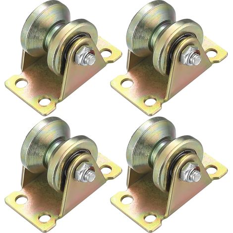 4 Pieces Lifting Pulley Block, V-Groove Wheel, Lifting Wheel, Groove Wheel Cable Pulleys for Ropes Rail Gate Sliding (V-Groove Wheel) (V-Pulley)