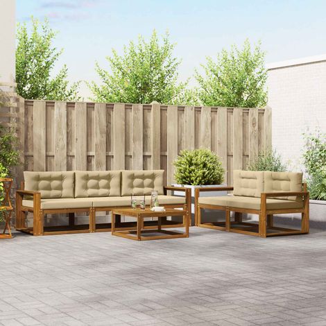 Outdoor-Sofagarnitur mit Kissen 6 pcs Natur und Beige (1/5)