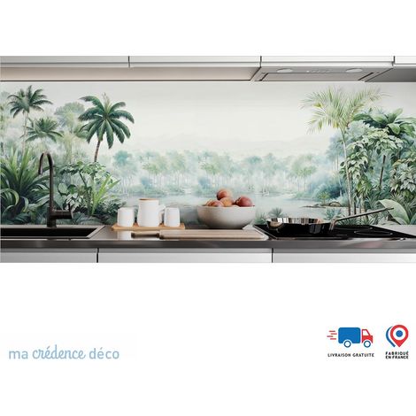 Crédence : Fresque végétale 2 - Couleur Vert émeraude - Alu composite - 60 - 120 (1/3)