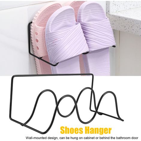 Étagère à chaussures double couche, support mural (noir) (1/5)
