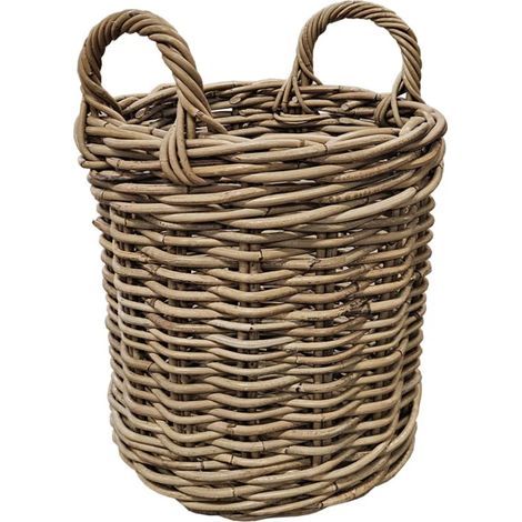 Petit panier rond H. 41 cm avec anses en kubu naturel tressé - INAYA (1/5)