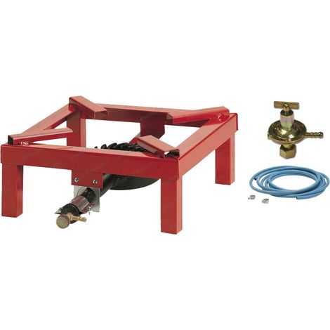 FORNELLONE A GAS CM 40 X 40 IN METALLO + REGOLATORE TUBO 2 mt ROSSO O NERO (1/2)