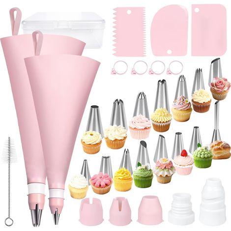 Set poche à douille 30 pièces réutilisable, douilles inox, complet, décoration gâteaux cupcakes et biscuits (1/5)