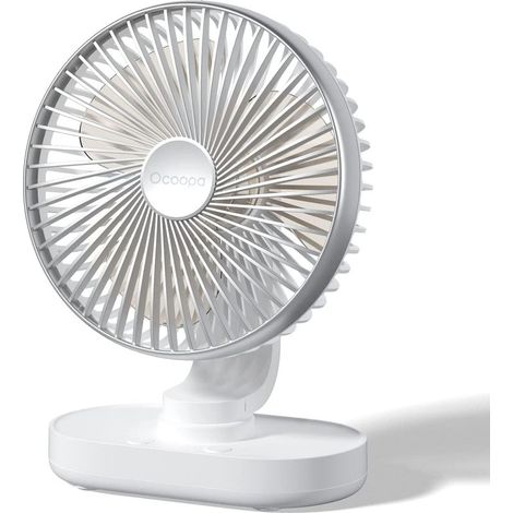 OCOOPA Ventilateur automatique oscillant silencieux 30 dB, 16,5 cm, batterie 4000 mAh et USB avec flux d'air puissant, 4 vitesses, portable, petit ventilateur pour bureau, maison, camping, extérieur
