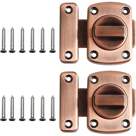 Lot de 2 verrous et loquets pour toutes les portes : salle de bain, chambre, placard, armoire, fenêtre, grange, garage, barrière pour animaux, trappe de grenier, jardin, bureau, cuisine, hôtel, porte (1/5)