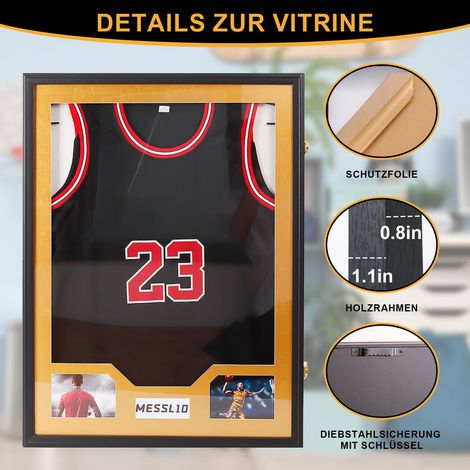 Cadre pour tricot 60 x 80 cm – Cadre pour objets 3D en aluminium et verre acrylique – Cadre photo profond pour maillots de football et mémoire de sport – Avec cintre et support (1/5)