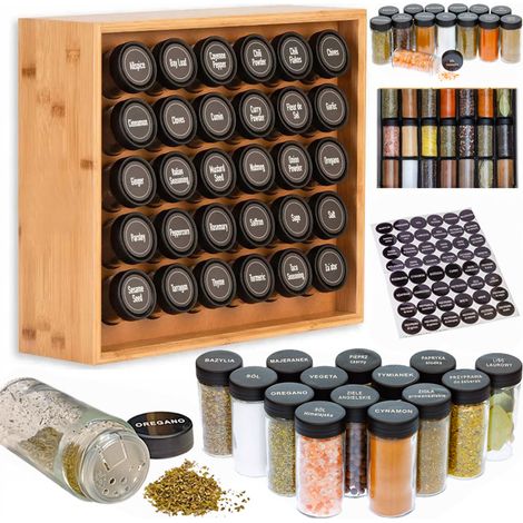 ORGANIZZATORE PER SPEZIE Elegante PORTA SPEZIE 30 barattoli + etichette
