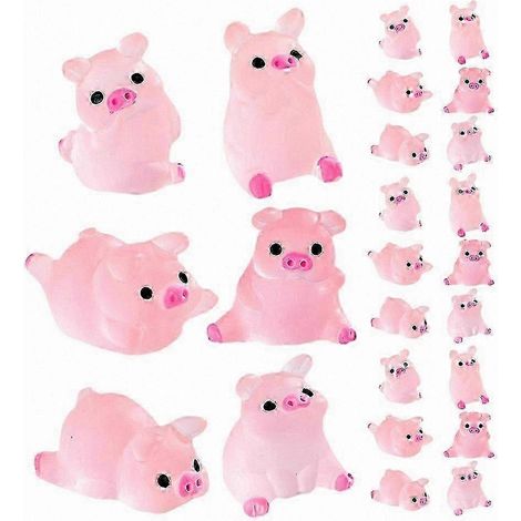 Figurines de cochons miniatures en résine phosphorescentes, lot de 24, décorations de table lumineuses pour jardins féériques et centres de table (1/5)