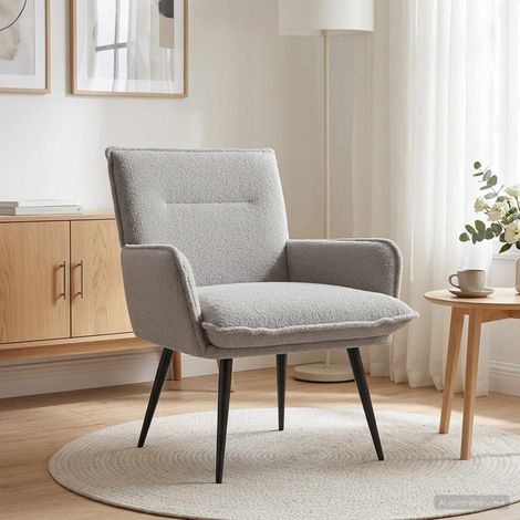 vidaXL Sillón Gris Claro Bouclé (1/5)