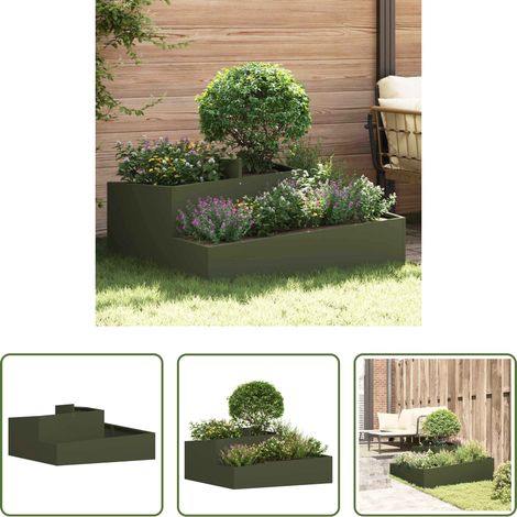 Pot métallique -  Cache-pot de jardin Vert olive 100 x 100 x 50 cm (1/5)