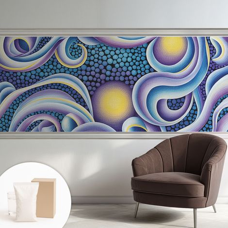 Carta Da Parati - Mural - Con Sala Da Pranzo - Camera Da Letto - Cameretta - Con Colla Gratuita Vortici colorati 250x104 cm (1/5)
