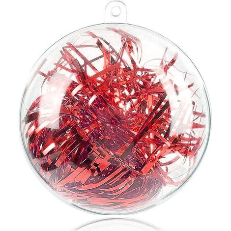 Juego de 20 adornos decorativos transparentes de 8 cm, rellenables, para Navidad, bodas y decoración del hogar. (1/5)