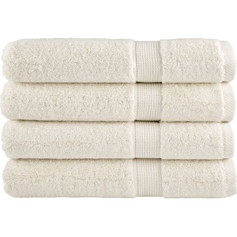 Serviettes de qualité supérieure SOLUND, lot de 4, blanc crème, 100 x 200 cm, 600 g/m²