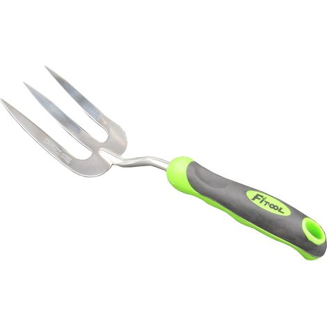 Fourche de jardin en acier inoxydable 3T 30,5 cm – Lame en acier inoxydable poli miroir – avec poignée ergonomique bicolore douce (1/2)