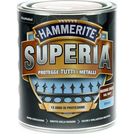 Hammerite Superia smalto metallo antiruggine interno e esterno, Brillante Marrone Chiaro, 750 ml (1/2)
