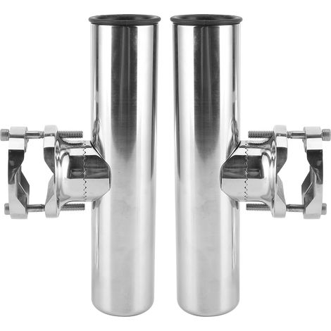 2 supports de canne à pêche en acier inoxydable pour fixation sur rambarde de 1-1/4 à 2 pouces, style tournoi, lot de 2 (1/5)