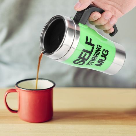 Elektrischer Kaffee- und Milchaufschäumer mit automatischer Mischfunktion, Edelstahl, intelligenter Selbstumrührer, grün, 320 ml (1/5)
