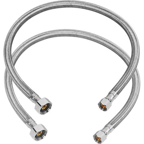 Tuyau de raccordement pour robinet de 61 cm (24 po), raccord 3/8 po Comp x 1/2 po FIP, tuyau tressé en acier inoxydable pour lavabo de salle de bain et de cuisine, étanche (1/5)