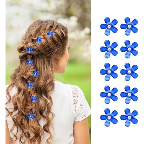 10 Mini-Haarspangen mit Blumen und Strasssteinen, niedliche Babyhaarspangen, elegante Haarnadeln, Haarspangen (1/5)
