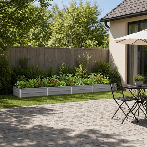 vidaXL Cama de Jardín Elevada Gris 320 x 80 x 24 cm (1/5)