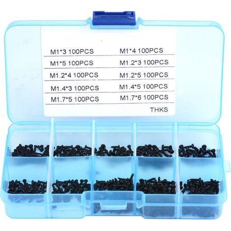 Boulons autotaraudeurs, Kit de surtido de vis M1 M1.2 M1.4 M1.7 1000 piezas de fijación de pequeñas vis à tête cruciforme para la reparación eléctrica (1/5)