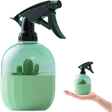 Flacone spray per piante, 500 ml in plastica con ugello rotante regolabile, flacone spray con interno a forma di cactus adatto per la casa e il giardinaggio. Verde (1/4)