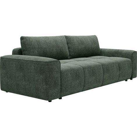 Divano letto 4 posti in tessuto testurizzato verde abete MINTURNO (1/5)