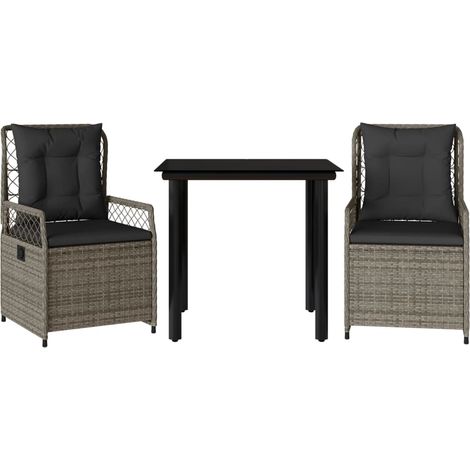 Maison Exclusive - Set comedor de jardín 3 piezas con cojines rat (1/5)