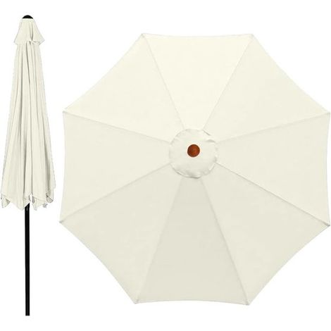 Toile de rechange pour parasol - 300 cm - 8 baleines - Imperméable - Protection UV - Convient pour parasol de jardin, parasol de table, parasol de marché, parasol de jardin - Beige (1/5)
