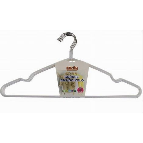 Cleafe - Set 5 Pz Grucce Stampelle Appendi Abiti Antiscivolo Vestiti 40 Cm Bianco 10458 - (1/2)