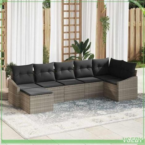 Ensemble de canapés de jardin - FAFEICY - 3346812 - Gris clair - Polyrotin - Modulable 6 places (1/5)