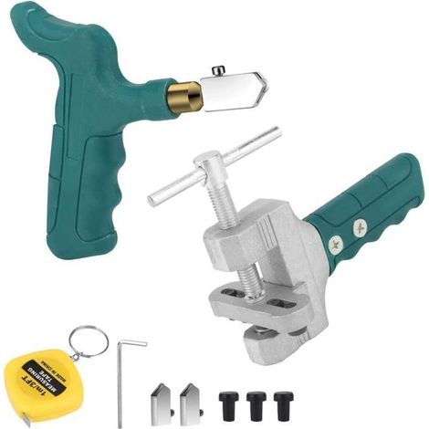 Coupe-verre manuel - Outils de coupe pour carrelage - Coupe-verre diamant professionnel - Kit de 9 outils de coupe pour miroirs, fenêtres et palettes (1/4)