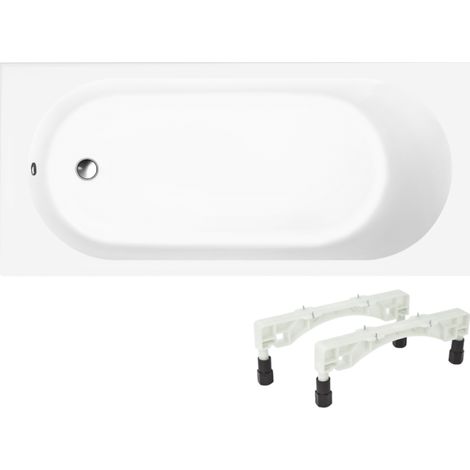 Baignoire droite 160 x 70 VILLEROY & BOCH O.Novo + Pieds + Vidage WIRQUIN chromé