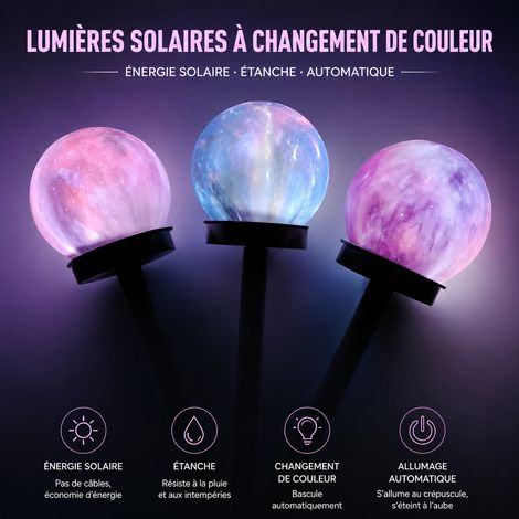 Lampe solaire de jardin boule étoilée bleu lumière blanche LED à piquer réf 4321 80 g – Livraison gratuite