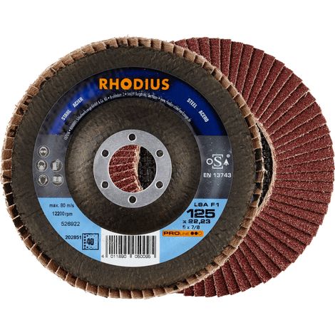 RHODIUS LSA F1, 10 Stück, 115 mm, Korn 120, Fächerschleifscheibe (1/4)