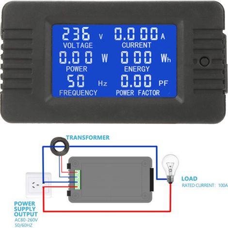 SJLERST PZEM-022 AC 100A courant tension ampérage puissance énergie panneau mètre LCD affichage numérique ampèremètre voltmètre multimètre avec CT fermé (1/5)