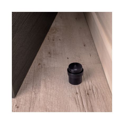 Ouvre&Déco – Butée de porte sol cylindrique en aluminium noir – Fixation au sol – Pour portes jusqu'à 40 mm de hauteur – Design élégant (1/2)