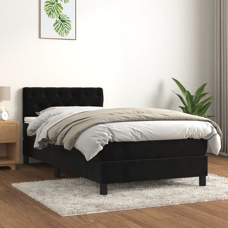 Sommier à lattes de lit et matelas-Cadre de lit Noir 80x200 cm Velours 156281 (1/5)