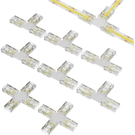8PCS connecteurs Set pour Ruban LED COB 2Pin millimètre8MM, incluant 6PCS T, 2PCS croisés (1/5)