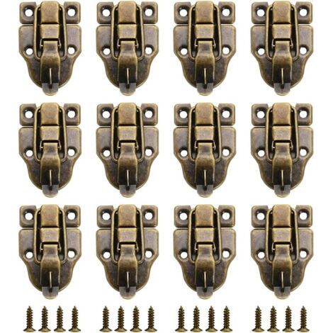 12Pcs Boîte Cadeau Style Vintage Verrous Vintage Pour Valise Mini Couleur Bronze Loquets Verrous Serrure De Verrouillage Fermoir Pour à Vos Vieilles Boîtes Bois, Boîtes à Outils(Bronze) (1/5)